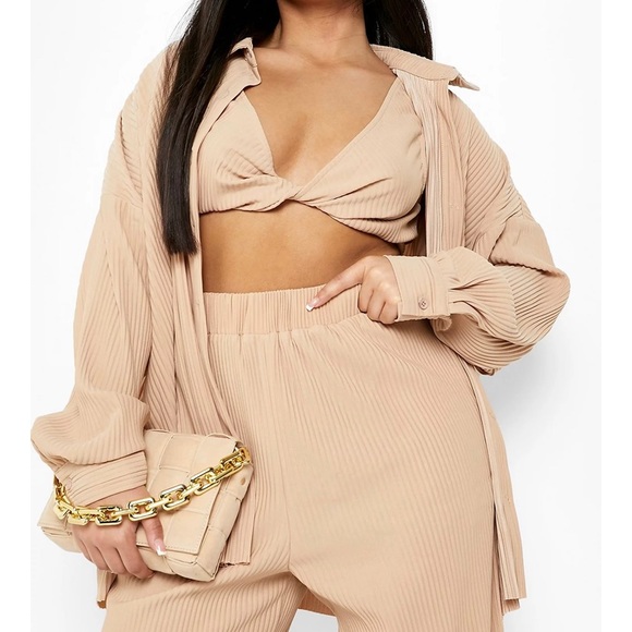 Plus Plisse Knot Front Bralette     color:sand - Picture 2 of 3